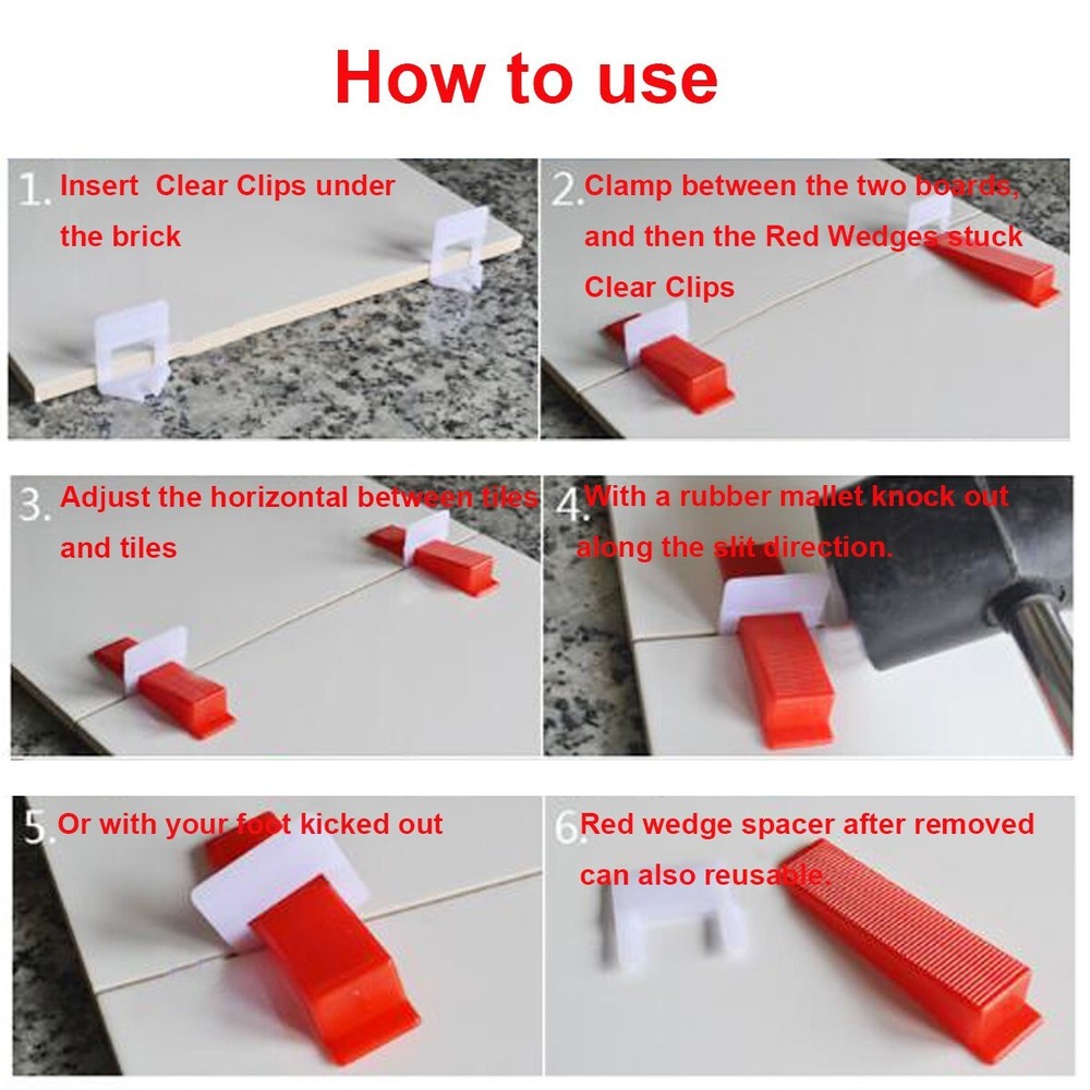 4000PCS 1.5mm Clip Tile Leveling System Kit Floor Wall Tile Spacer Tiling Tools
