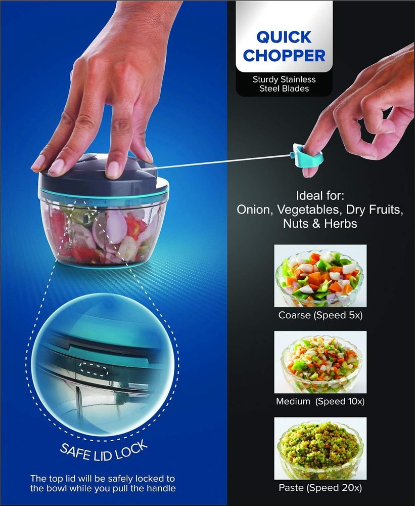 SIGNORAWARE Manual Food Processor, Vegetable Chopper -Easy Pull Hand String- Por