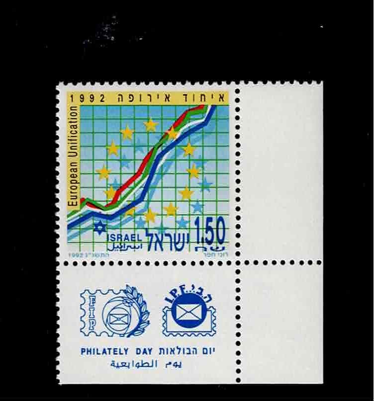 Israel Scott #1129, Corner Tab Single 1992 Complete FVF MNH