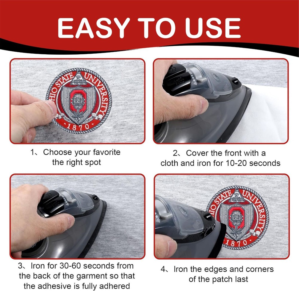 Ohio State University Logo Iron On Patch - Sew Patch - Embroidered Patch 4"x4"