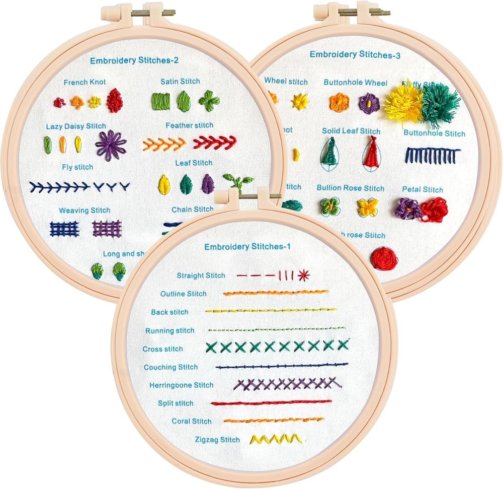 Beginner Embroidery Kit – Learn 28 Stitches Small, Practice Patterns