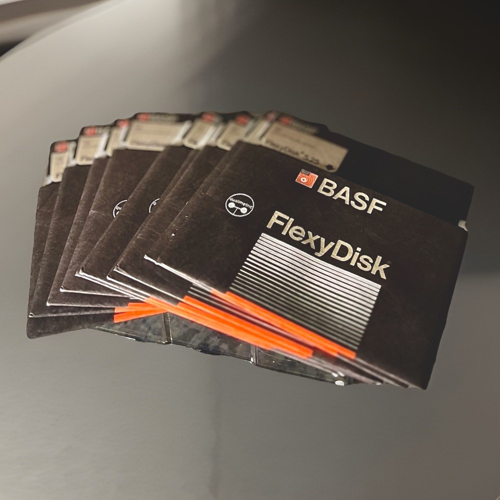 BASF Flexydisk 10 Pack Double Sided Double Density Floppy Diskettes In Hard Case