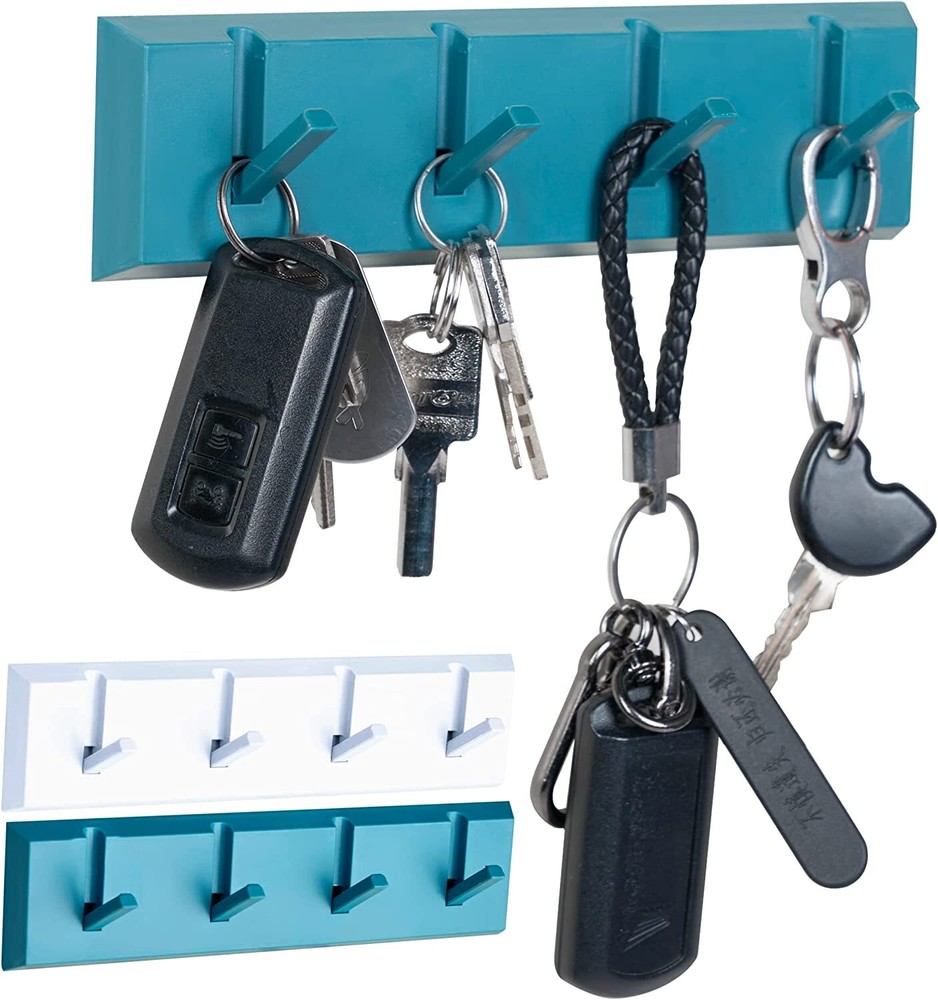 2 PACK 4 KEY HOOK FOR WALL, SELF ADHESIVE KEY HOOK FOR WALL NO DAMAGE WALL RACK