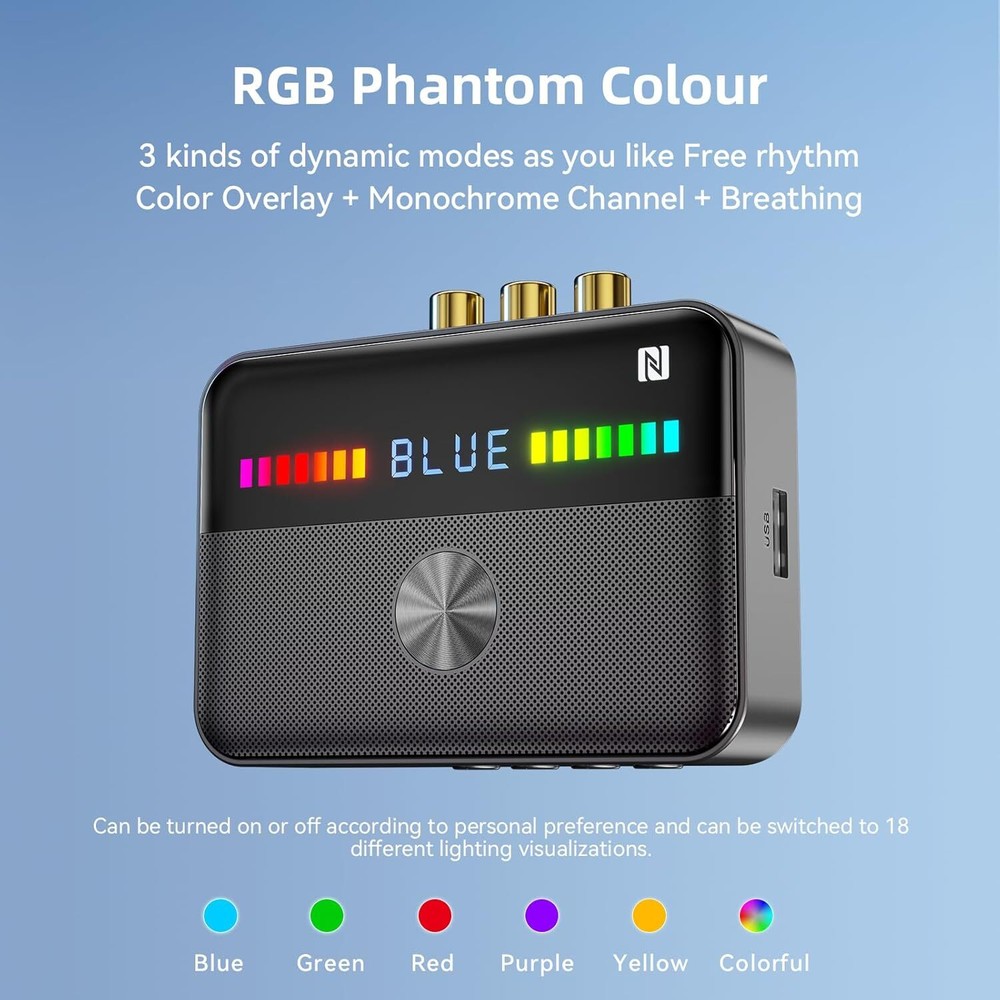 USB Bluetooth 5.3 Transmitter Receiver 3.5mm AUX RCA Coaxial Optical NFC Adapter