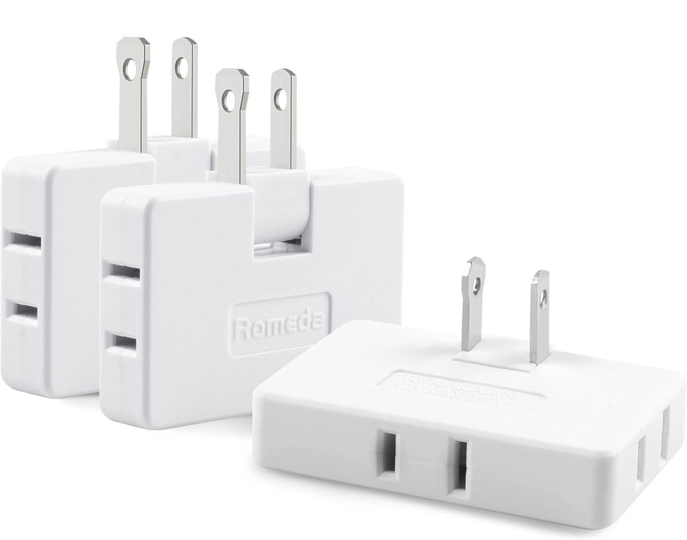 3 Pack AC Flat Wall Outlet Extender Flat Plug Adapter Outlet, Fold-Able 3 Way Wa