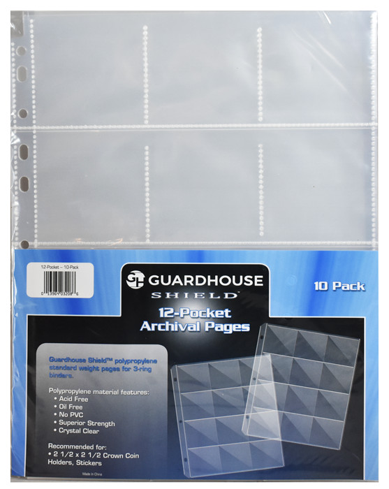 Guardhouse Shield 12 Pocket (10 pack) Archival Polypropylene Pages