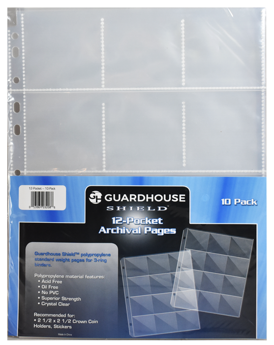 Guardhouse Shield 12 Pocket (10 pack) Archival Polypropylene Pages