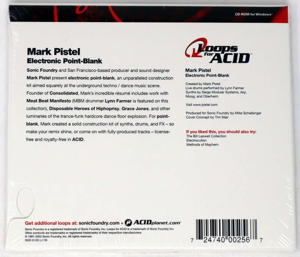 Sonic Foundry Mark Pistel Electronic Point Blank Loops For Acid Sampling CD