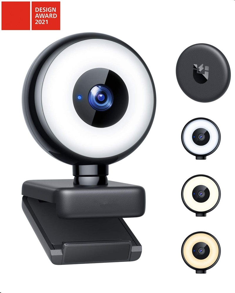1080P Webcam with Ring Light, Autofocus Streaming Webcam, Web Camera