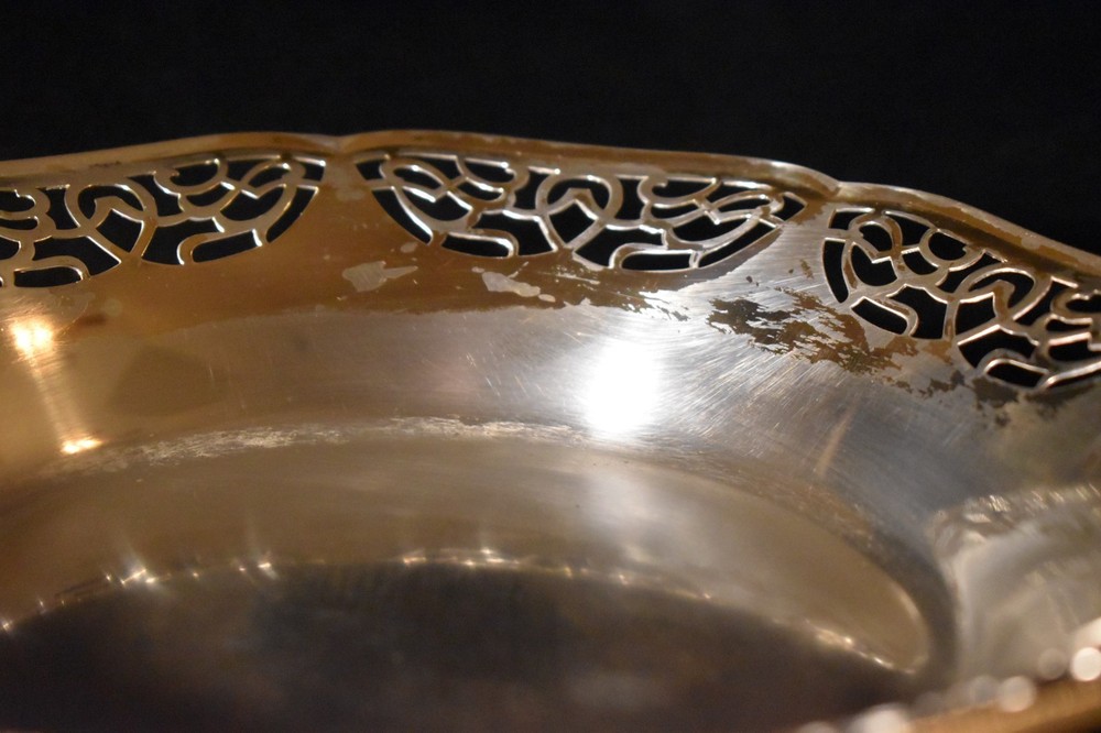 8 Inch Silver-Plated Footed Lace Pattern Platter/Dish - Germany