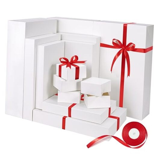 13 Pack Gift Boxes with Lids for Presents, Assorted size Gift Boxes for White