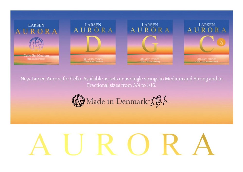 New Larsen Aurora Cello Strings Set 1/2  Size