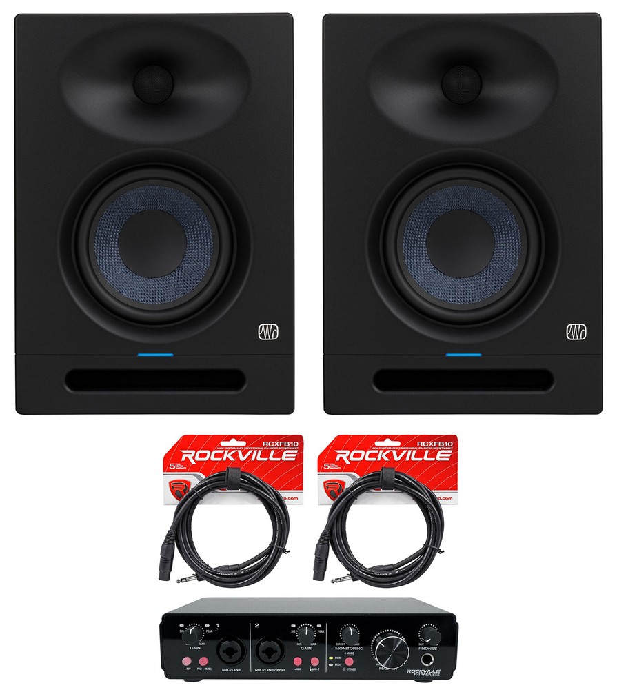 (2) Presonus Eris Studio 8 Powered Active 8" Studio Monitors + 2x2 USB Interface