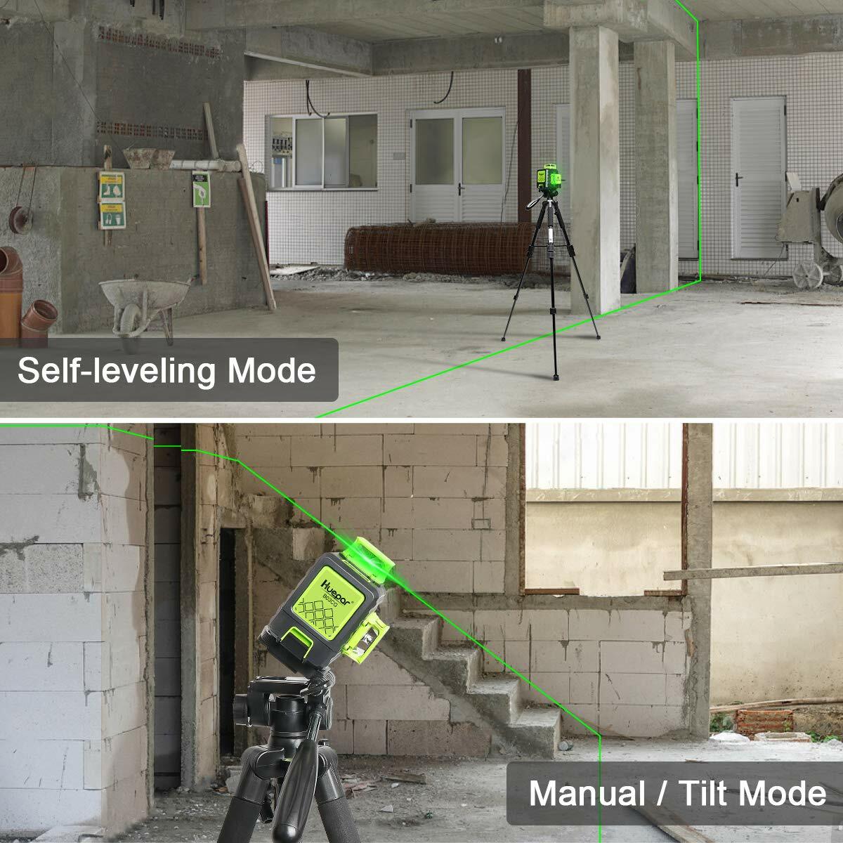 3D Cross Line Self leveling Laser Level Green Beam with Type-C Charging Port