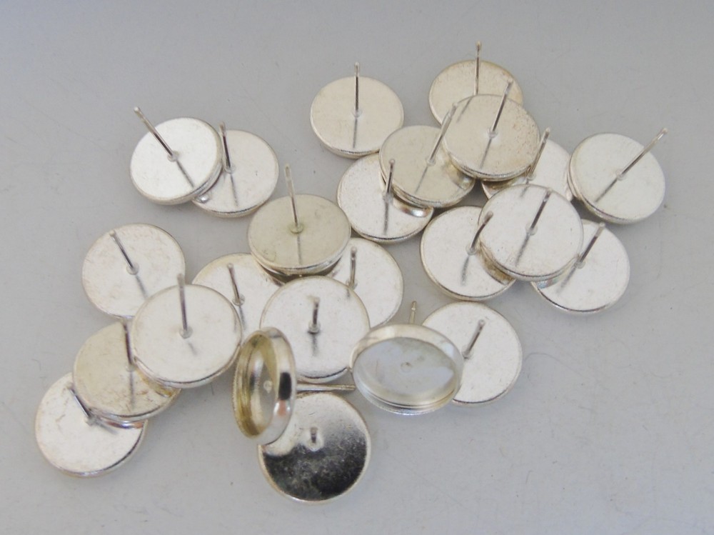 SIlver tone Post Earing Blanks 26 pcs 13 pr