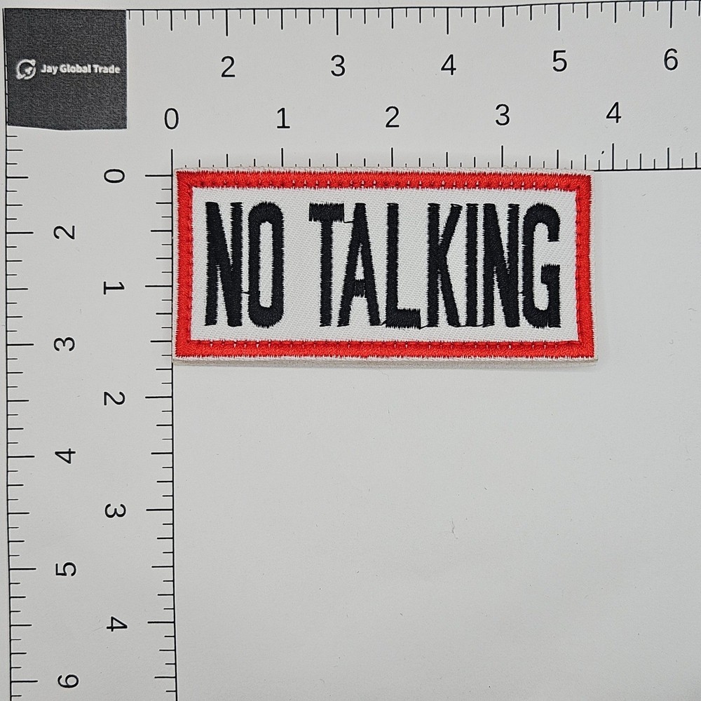 No Talking Patch Embroidered Hook and Loop Tactical Morale Sign Red White Black