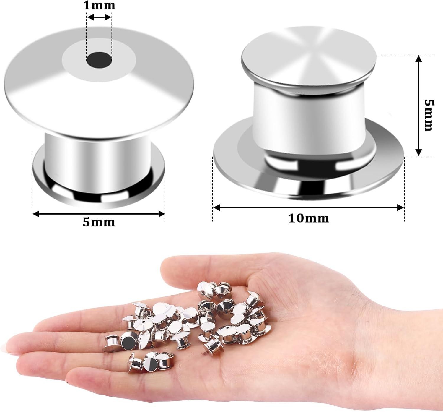 100PCS Metal Locking Pin Backs, Secure Pin Keepers for Badges & Lapel Pins