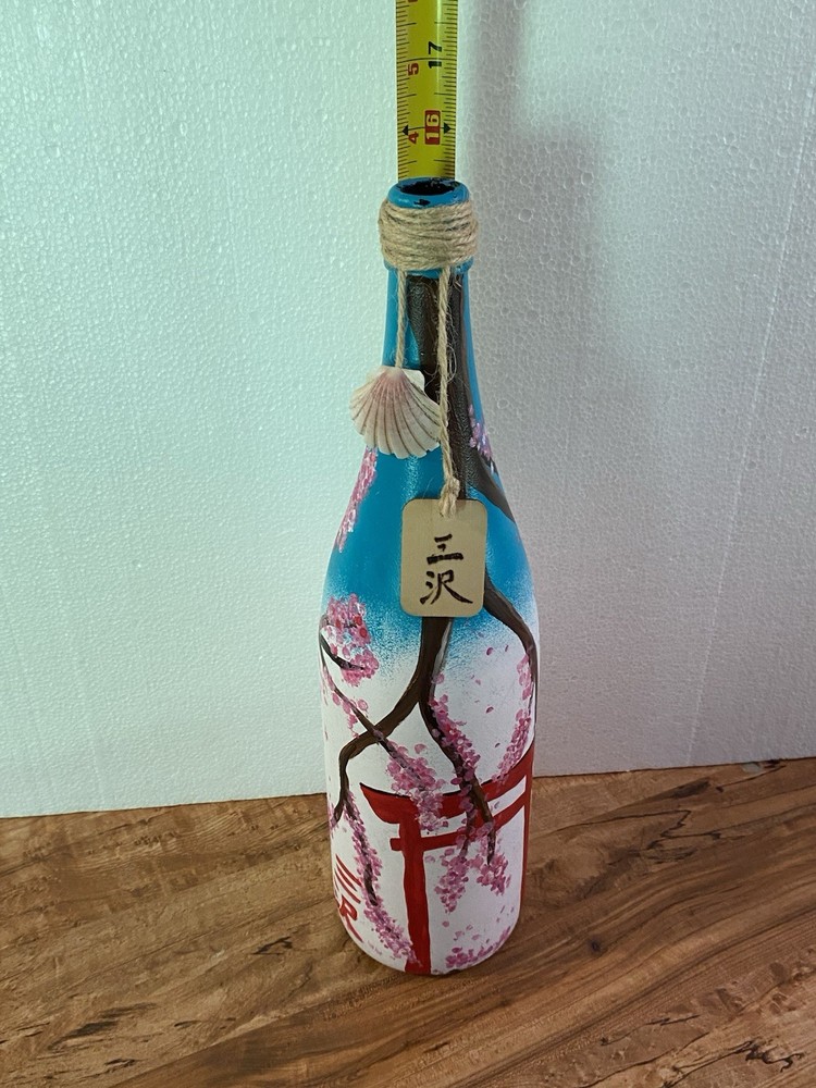 Handpainted Wine Bottle Labeled Misawa 15½"