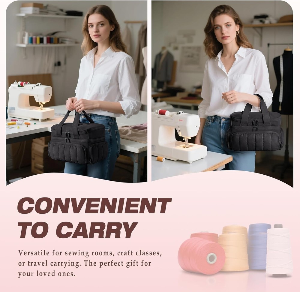 Capacity with Multiple Pockets and Detachable Dividers, Storage Box for Threads,