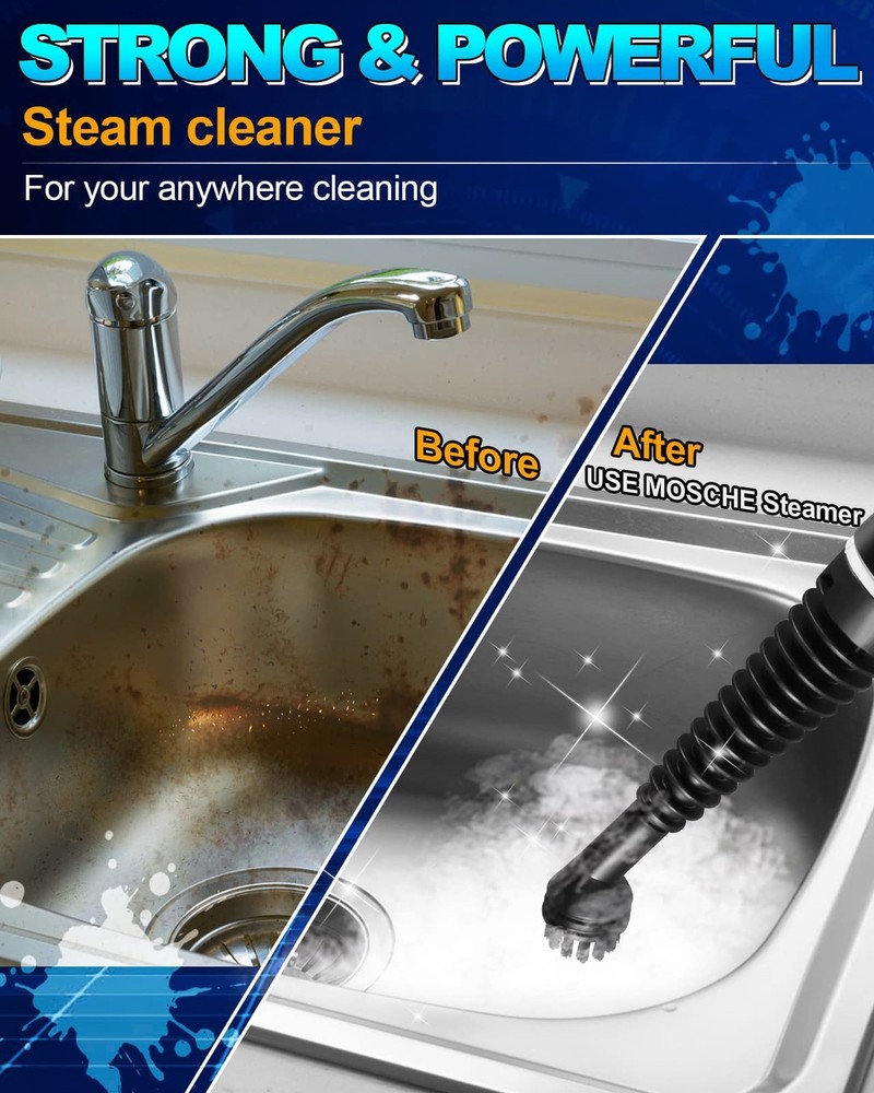 Handheld Pressurized Steam Cleaner with 11-Piece Accessory Set, Multi-Surface...