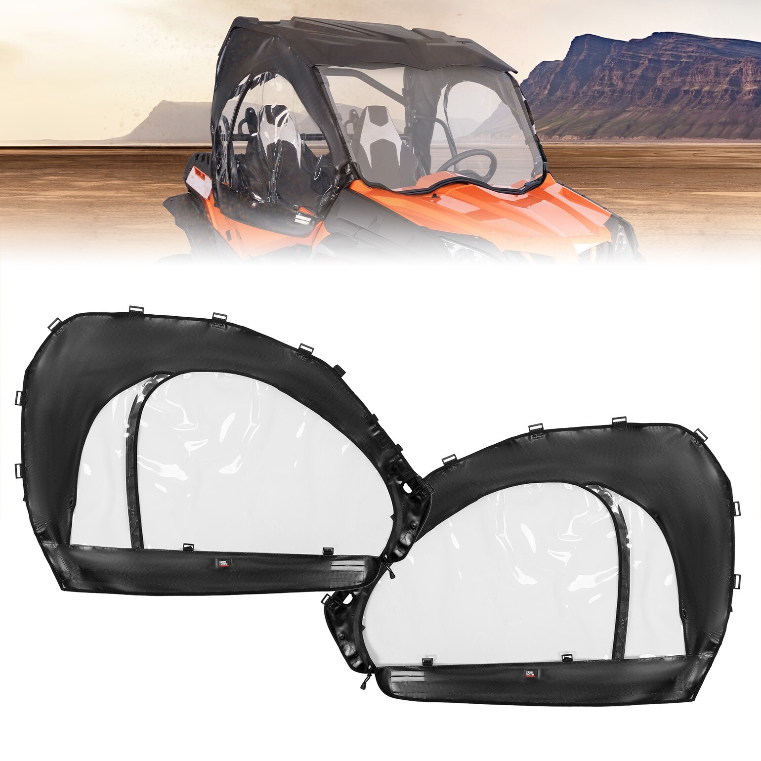 Pair Soft Upper Door w/ Zippered Window for CFMOTO ZFORCE 500/800/1000 2018-2022