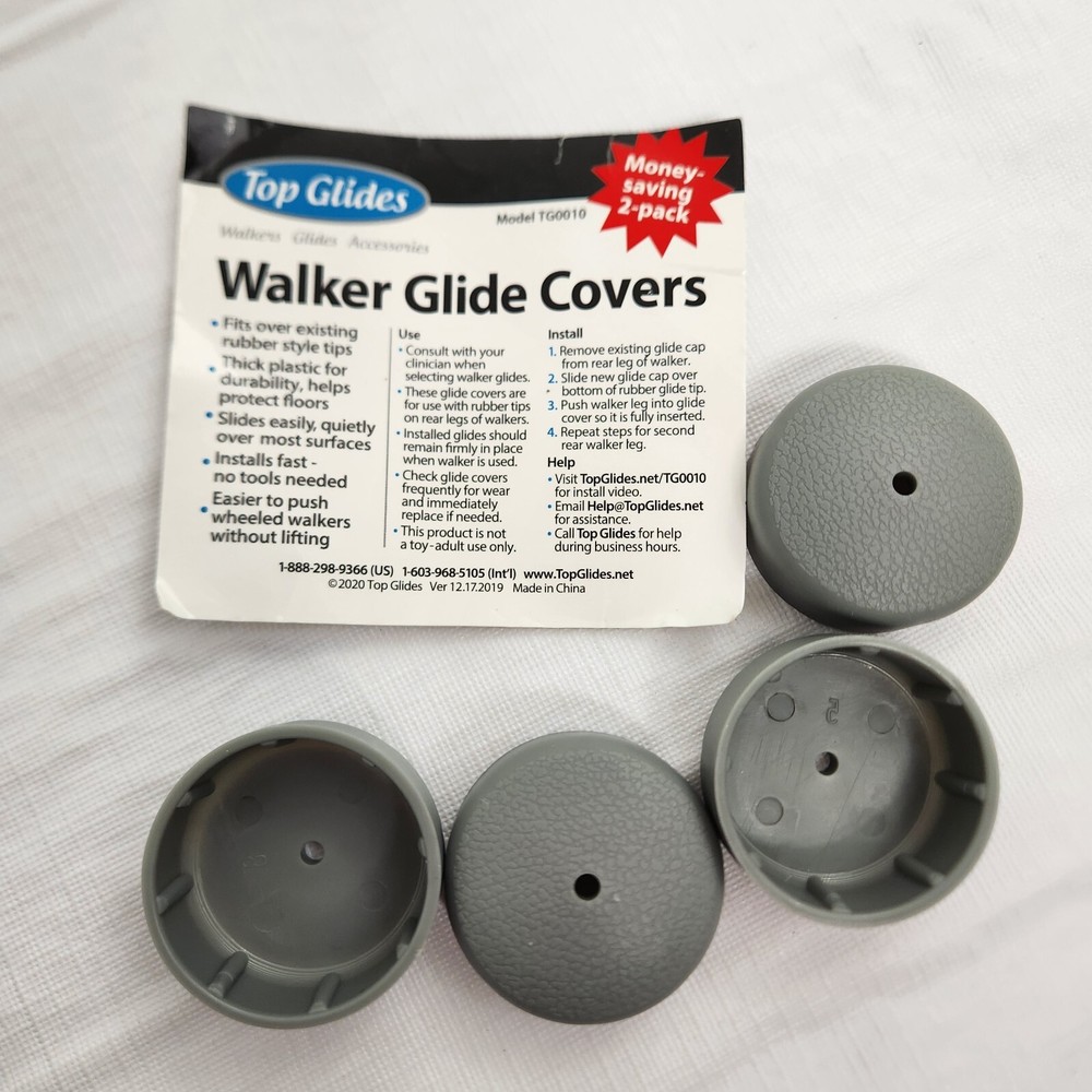 Walker Glide Covers 2pack Plastic Gray