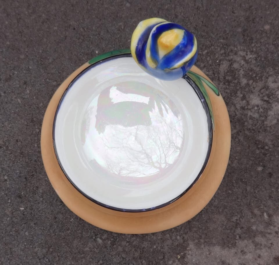 Noritake Handpainted Open Salt Dip, Cellar, Dish w/Blue Rose!