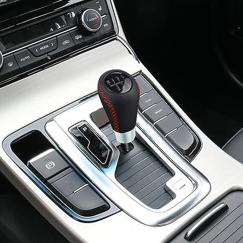 6 Speed Shift Knob Leather Stick Shifting Lever Handle Gear Shifter Knobs Red