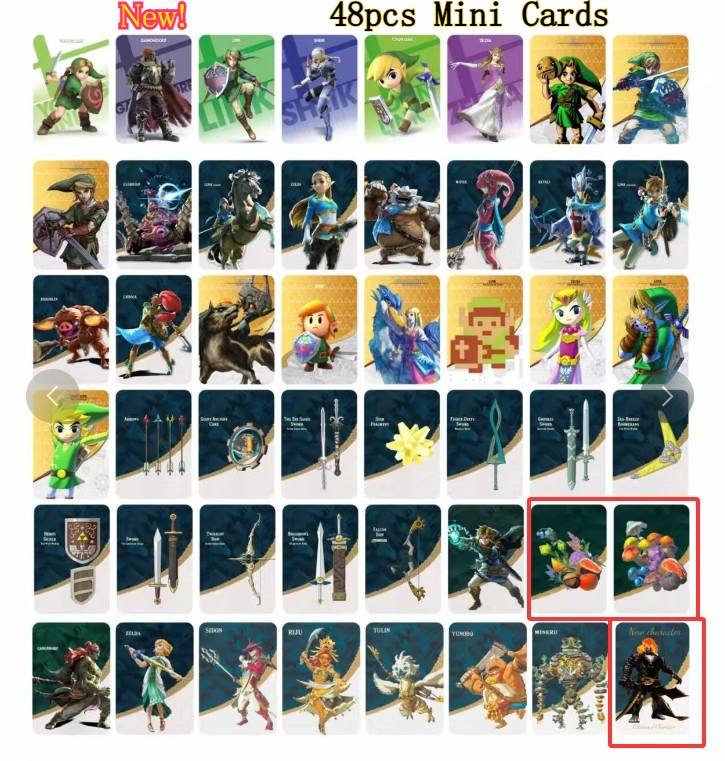46/48pcs BOTW TOTK Zelda Tears of the Kingdom Mini NFC Cards for Switch 2 Wii U