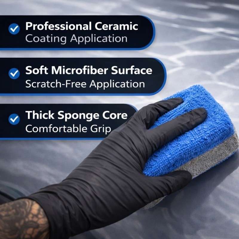 Ceramic Coating Applicator Pad 2 Pack Microfiber Sponge Car Detailing