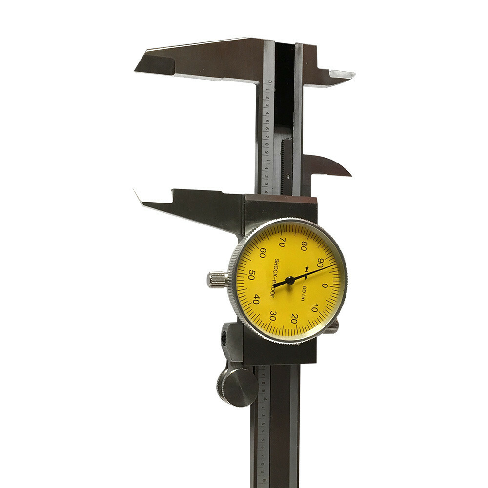 YELLOW Face 0-6" stainless Steel 4 Way Dial Caliper Shock Proof .001" Graduation