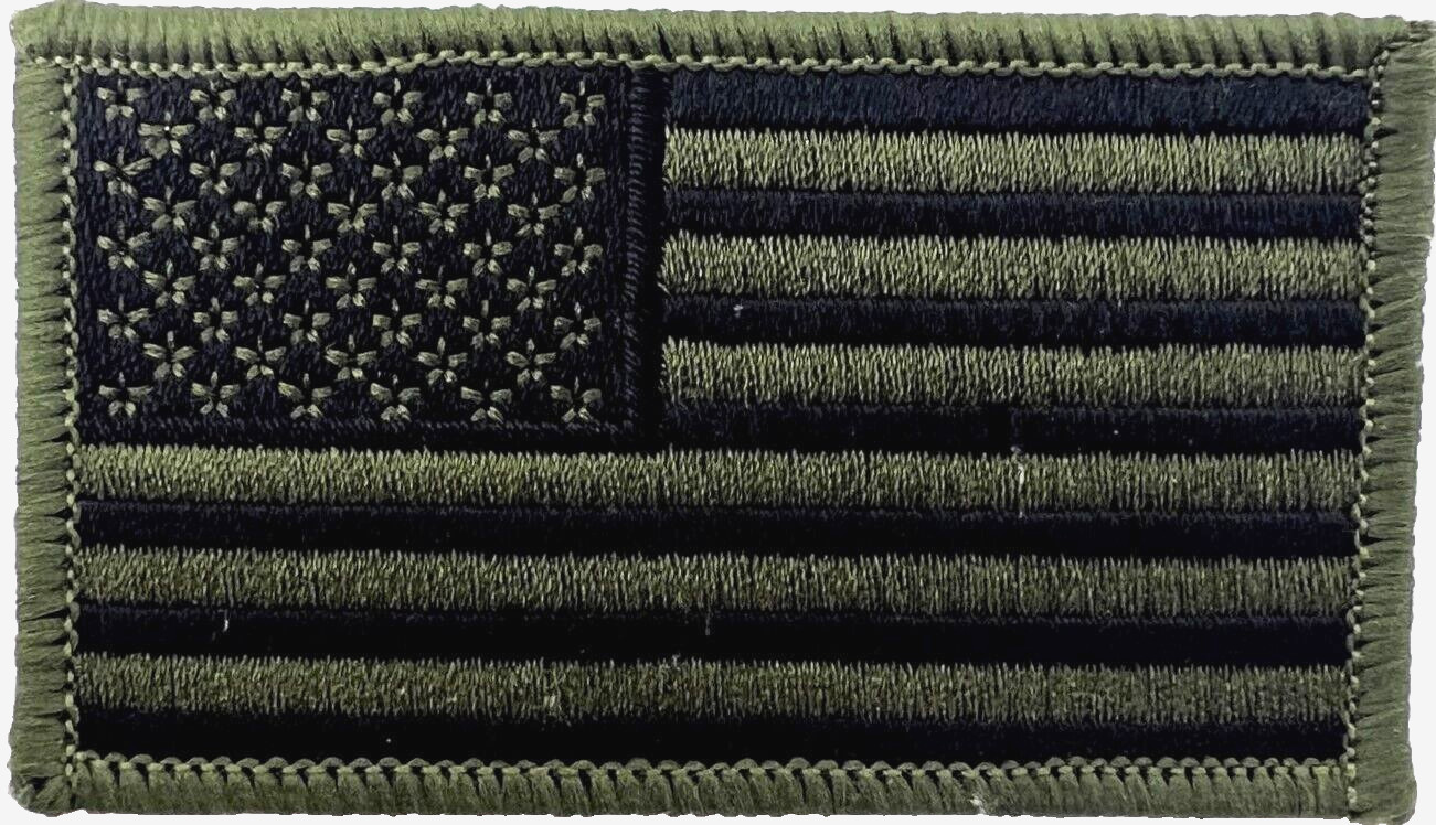 OD GREEN USA FLAG UNITED STATES AMERICAN FLAG MILITARY IRON/ SEW ON PATCH EE-129
