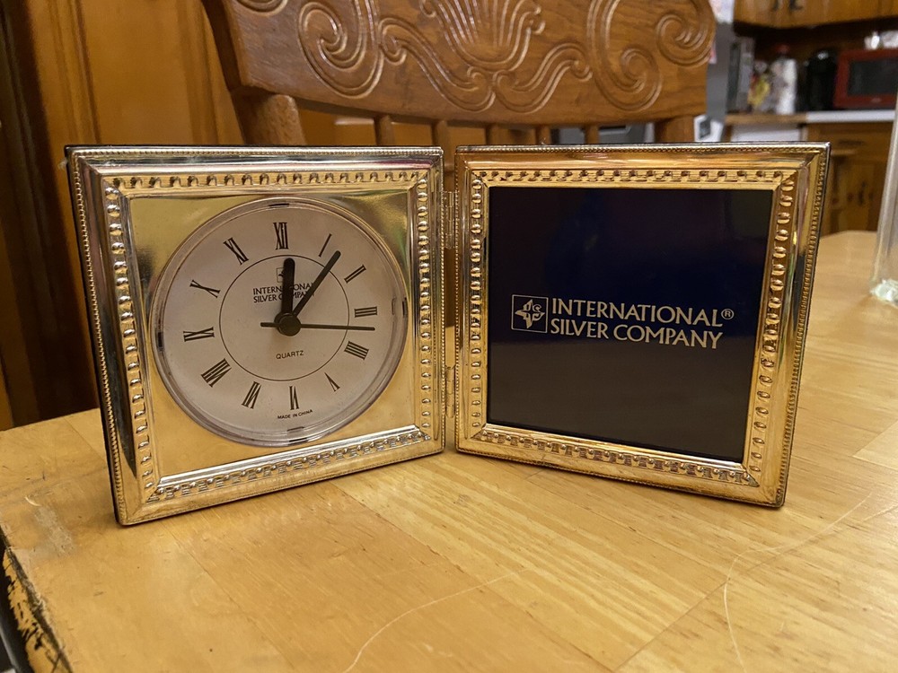 Silver plated double frame clock
