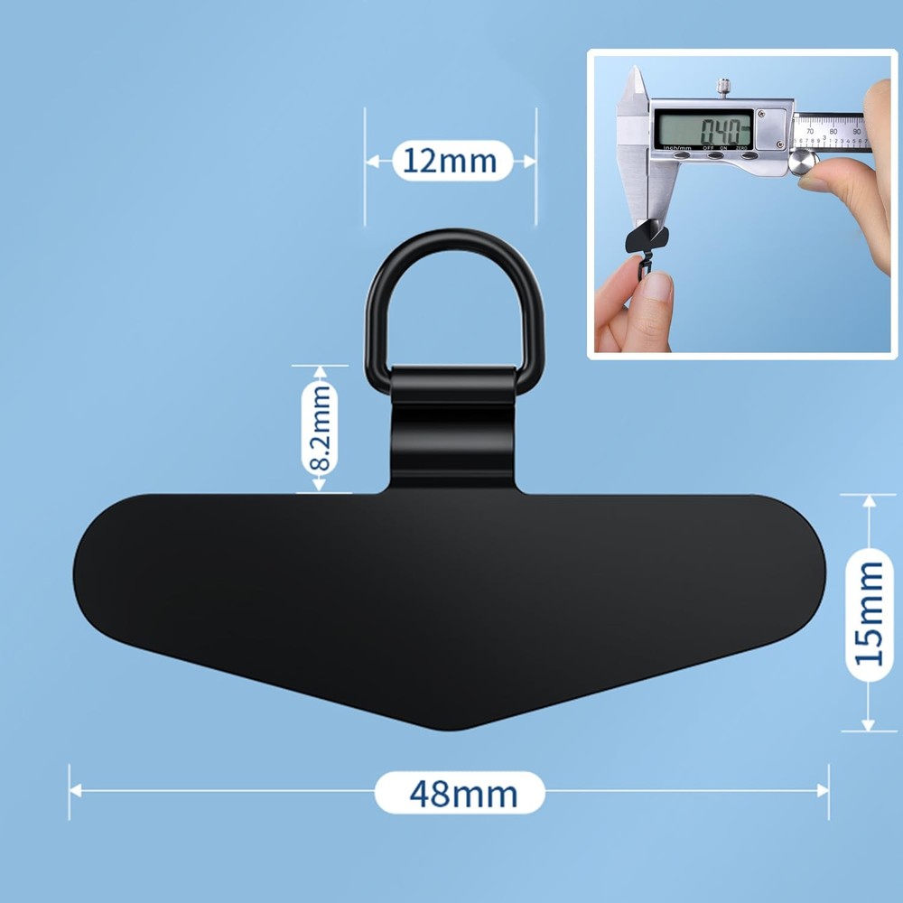 TENOC Metal Phone Tether Tab, Patch, One Size, Sliver & Black