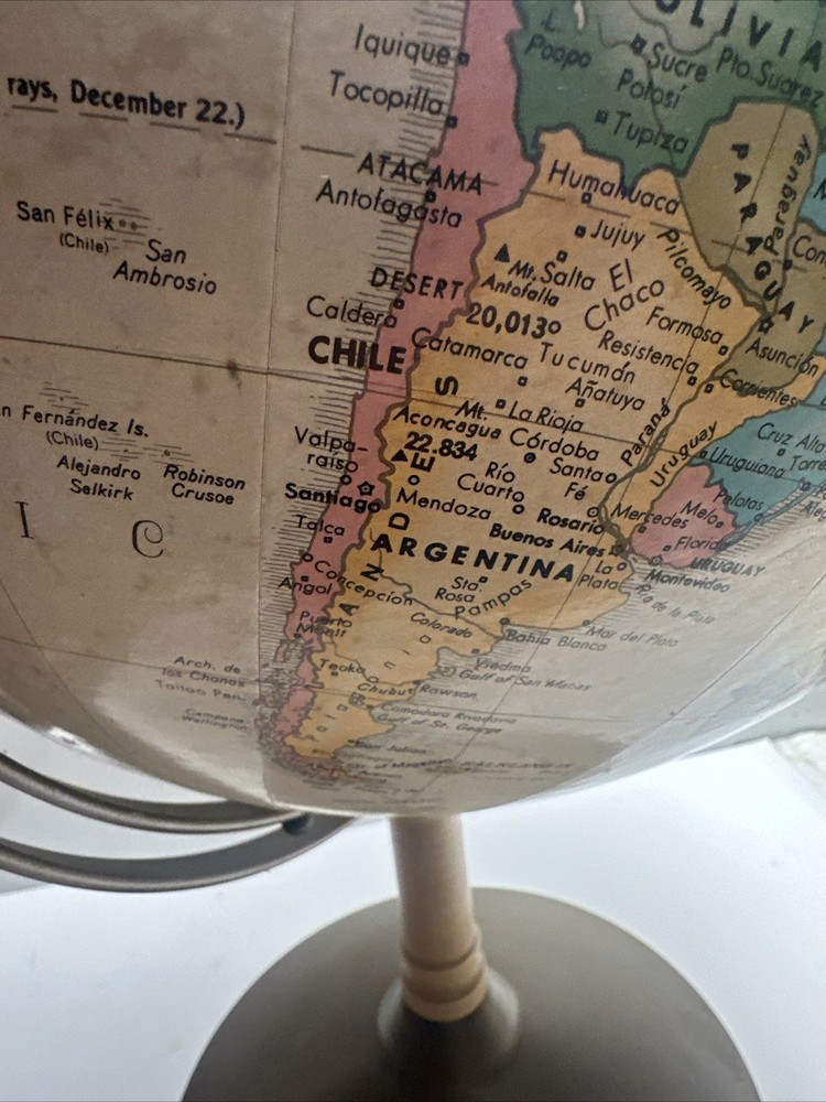 Vintage 16” Replogle Globe. 28” Tall. Read
