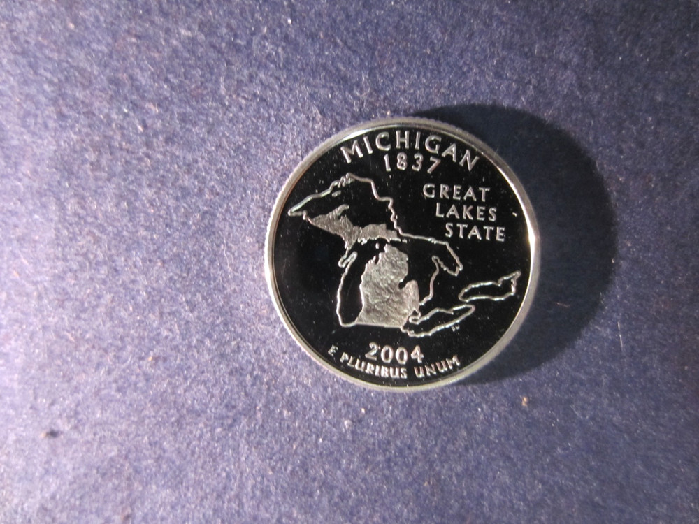 2004-S Michigan Silver Quarter Deep Cameo Mirror Proof Upper Grading Range-