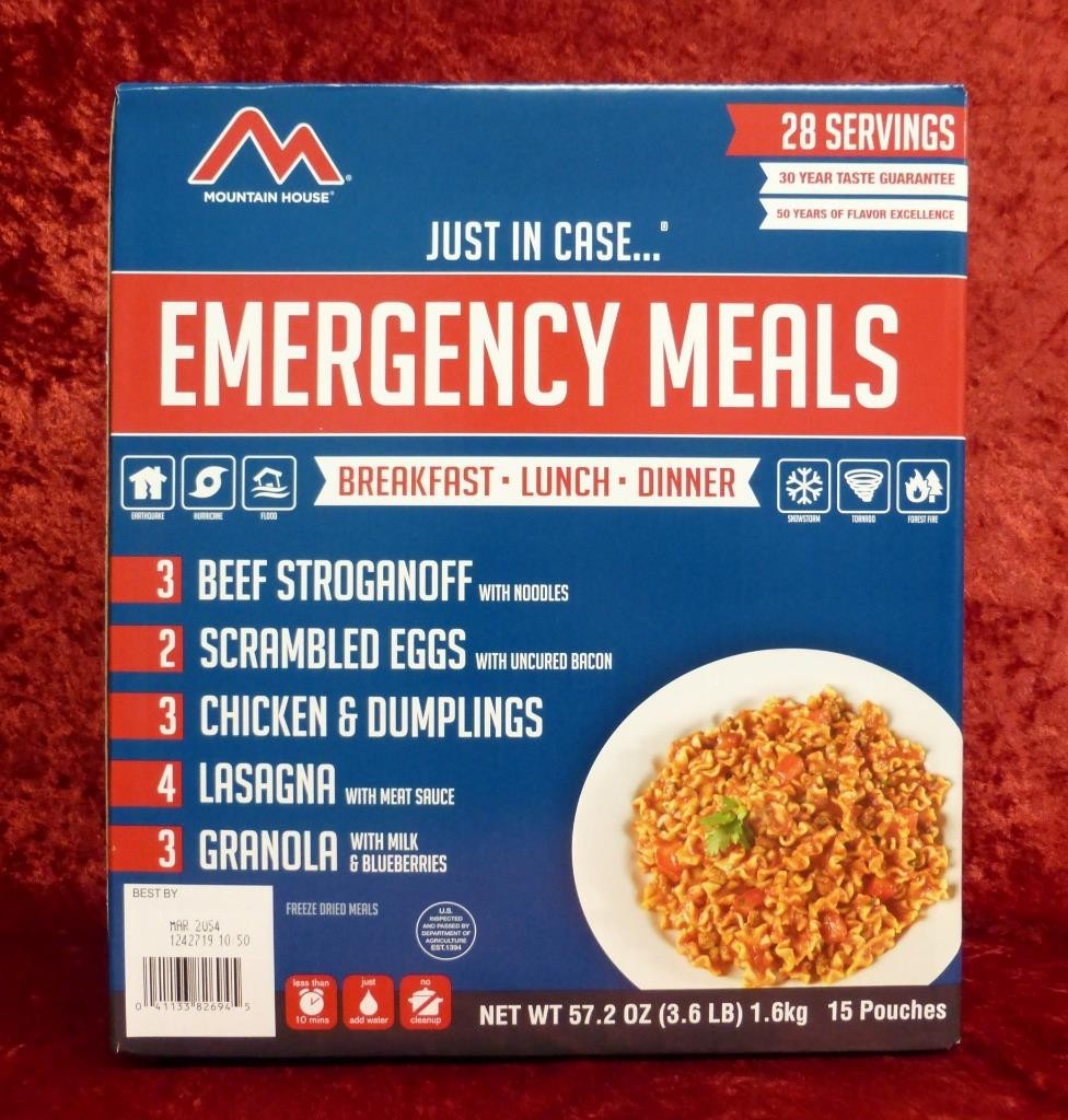 Mountain House Freeze Dried food, Emergency Meals 28 Servings Box, MREs EXP 2054