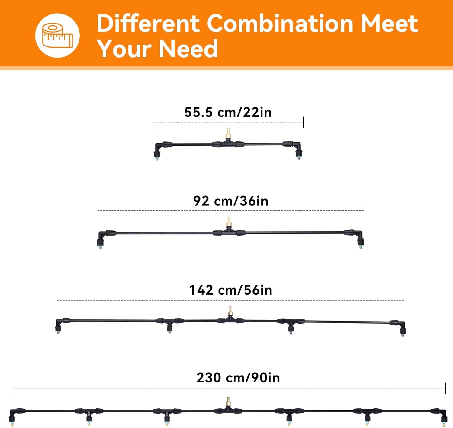 6-Nozzle Poly Boom Wand with 3/8" Brass Fitting, 7.5 Ft. ATV Sprayer Boom, Wide-