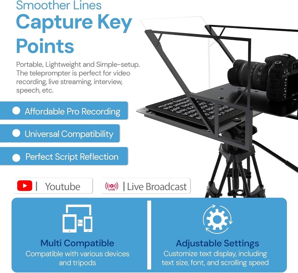 Professional Teleprompter for Video Recording