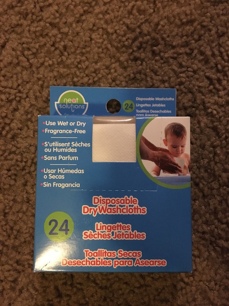 Neat Solutions Disposable Dry Washcloths 24 Count  NEW —344