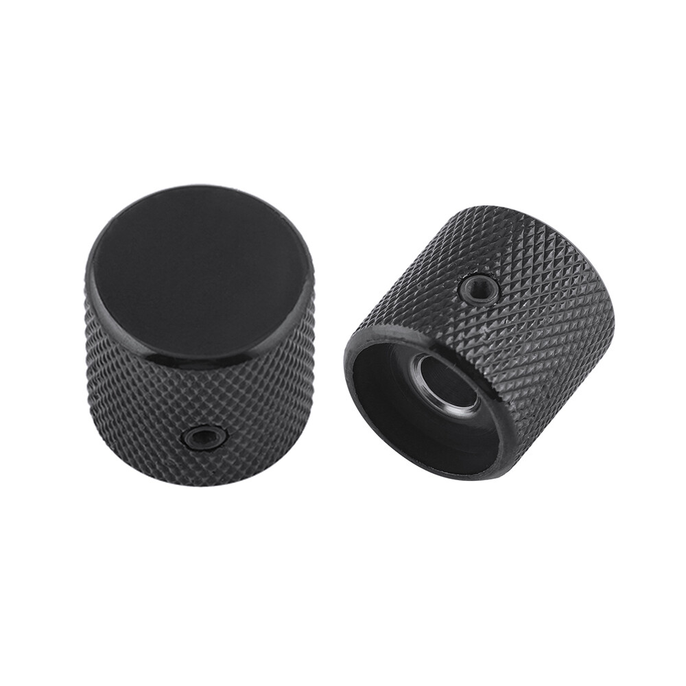 Guitar Control Knobs Flat Top Volume Tone Knobs 6mm Shaft Screw Type Metal Black