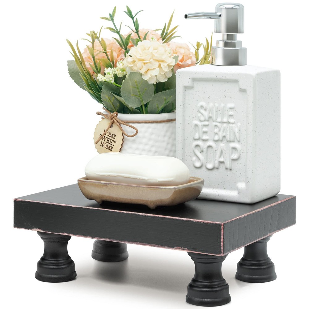 Modern Pedestal Stand For Kitchen Decor  Decorative Wood Riser For Display And