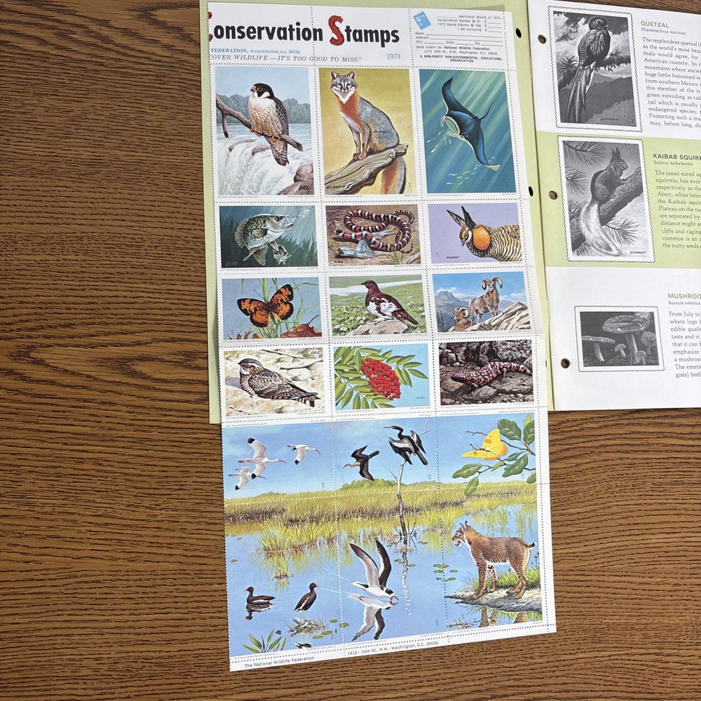 National Wildlife Federation Conservation Stamp Album 1973 Unused Full Stamps