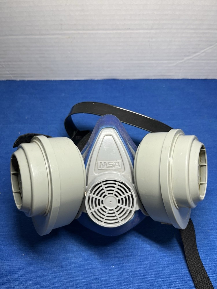 MSA Half Face Reusable Respirator Blue & Gray AdjustableStraps Size Medium
