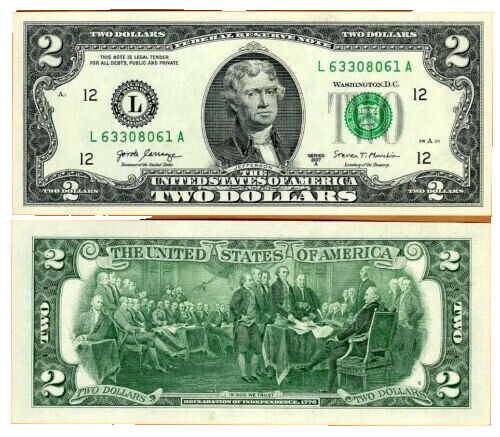 (1) Unc US $2 Dollar Bills Consecutive Crisp Clean Multiple Sequential Available