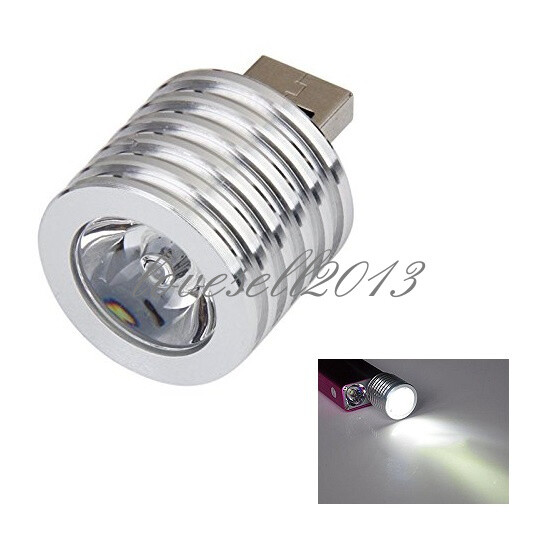 Aluminum 3W USB LED White Lamp Socket Spotlight Flashlight White Light