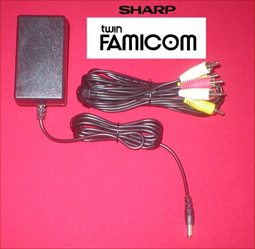 7.6V AC Adapter Power Supply & AV Cable for Sharp Twin Famicom Disk System NEW