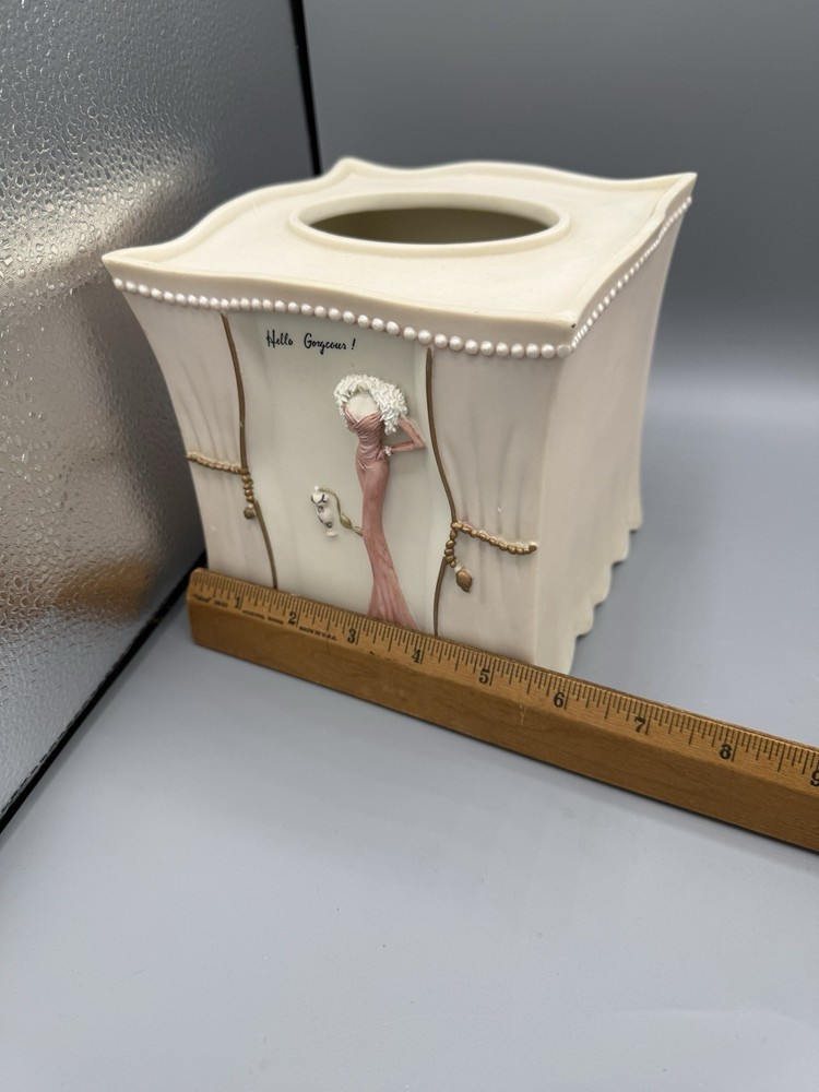 Glam Ceramic Tissue Box Cover ~ “Hello Gorgeous” / “B is for Bombshell” Vanity