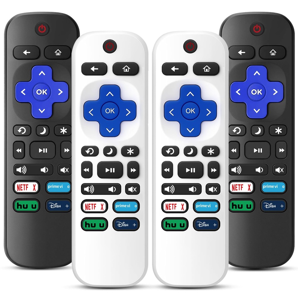 (Pack of 4) Replacement Remote Control (4Pack)Obsidian Black&Glacier White