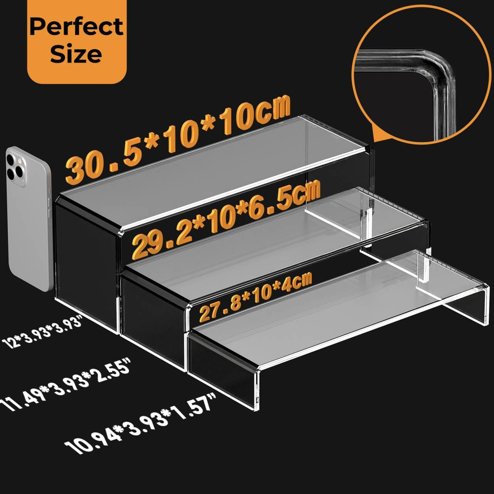Merrynine Acrylic Risers Display Stand, 6 Pcs Clear Plastic Rectangle Stand for